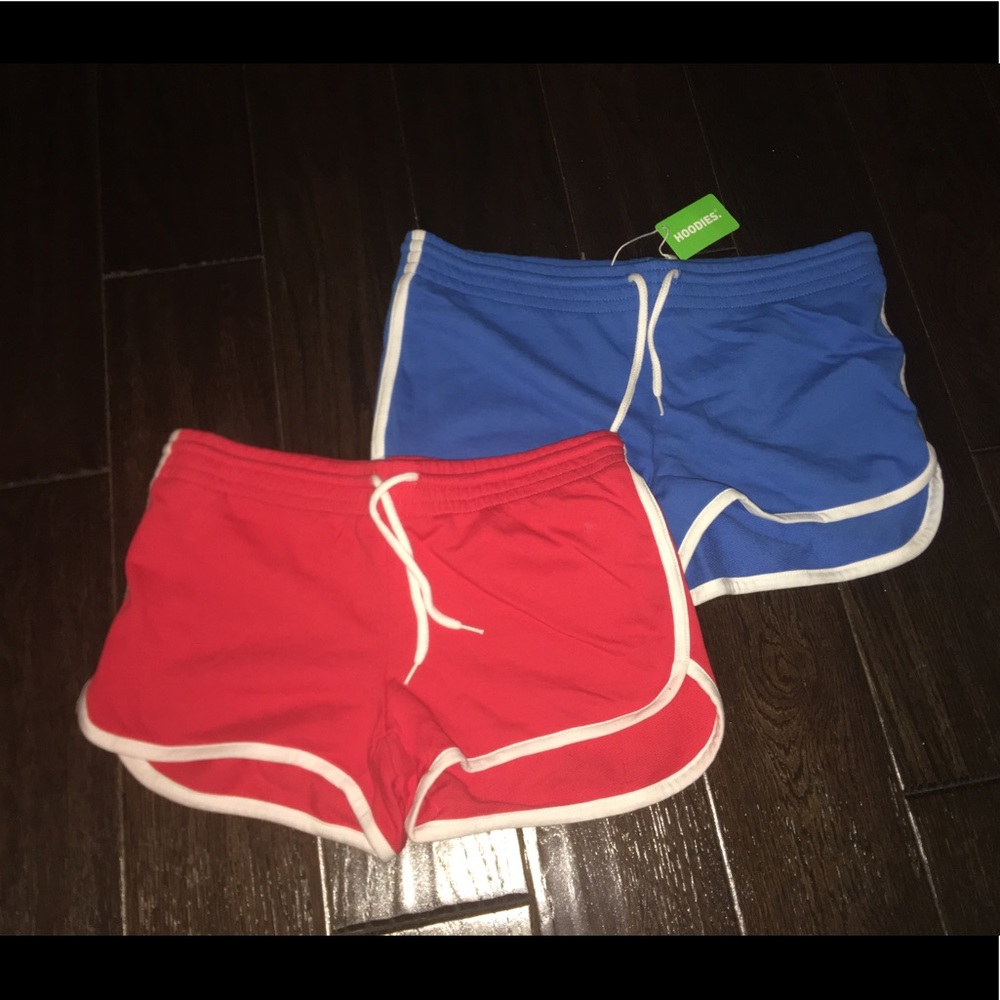 red and blue shorts